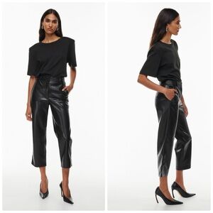 Babaton Aritzia command crop vegan faux leather pants in black - 6